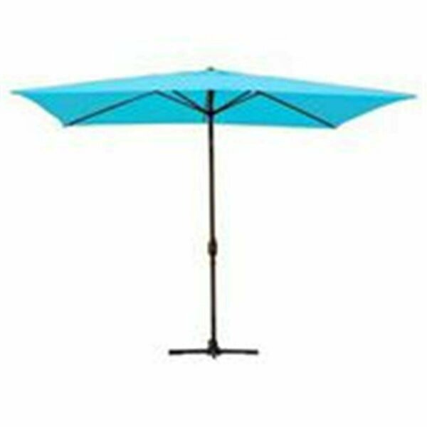 Propation 6.5 x 10 Ft. Aluminum Patio Market Umbrella Tilt with Crank - Turquoise Fabric & Bronze Pole PR899700